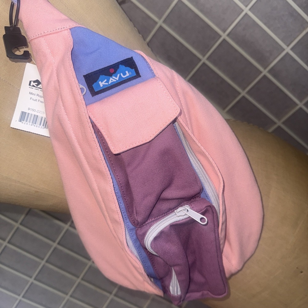 Kavu Fruity Frenzy Pink Pastel Outdoor Hiking Gorpcore Mini Rope Sling Bag NWT